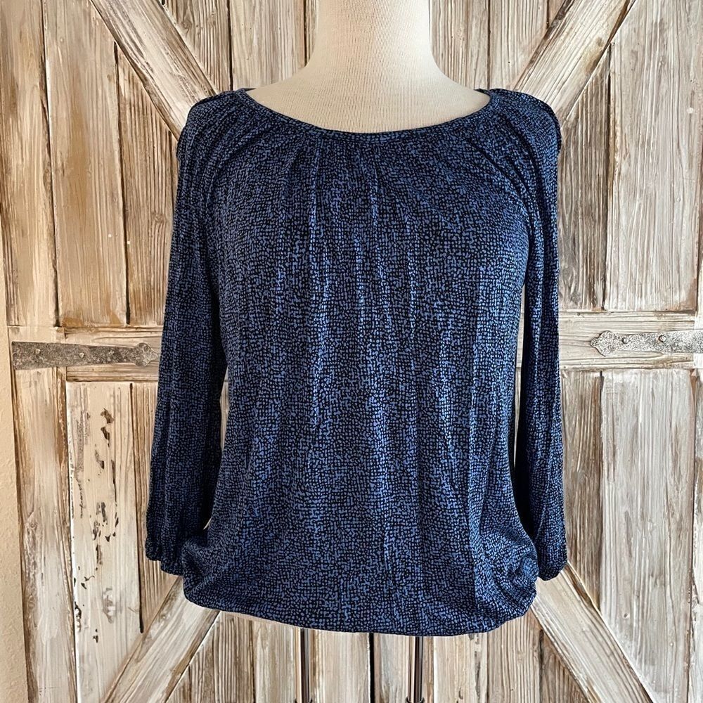 Michal Kors Blue and Black Blouse Top Size PM EUC